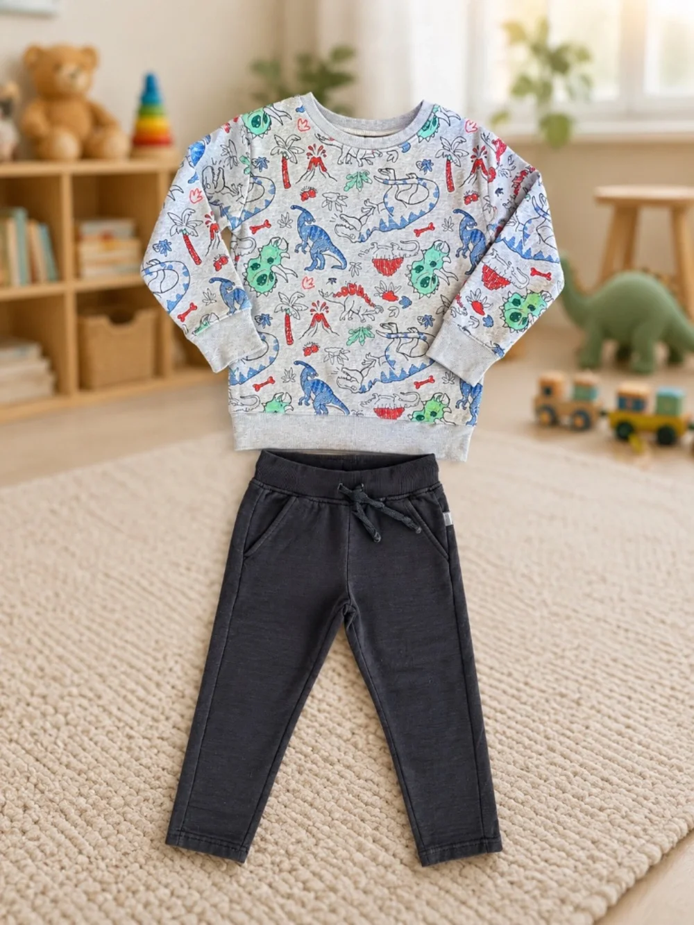 Boys Size 5 Dinosaur Sweatshirt & Pants 3-Piece Bundle